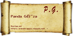 Panda Géza névjegykártya